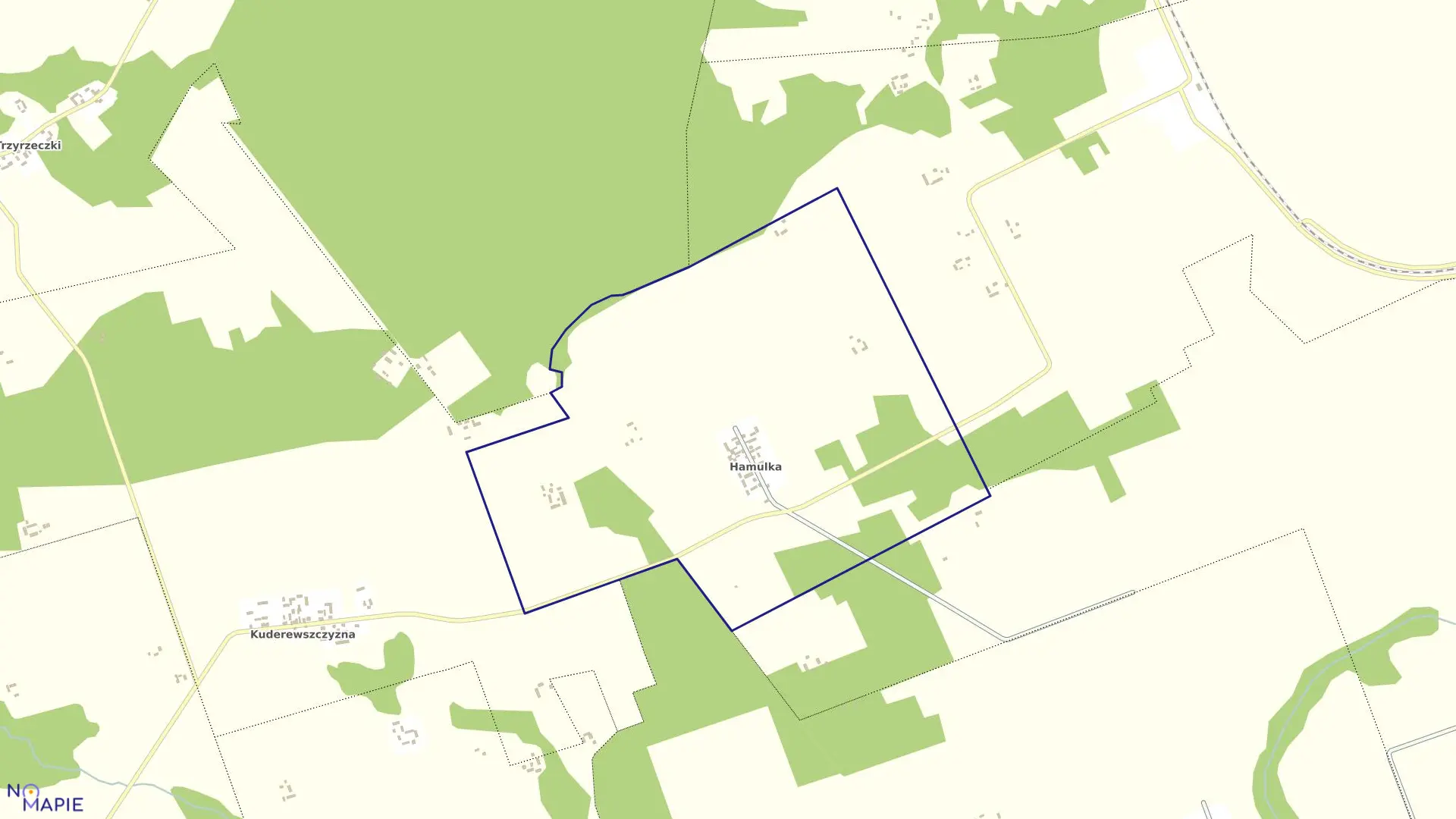 Mapa obrębu HAMULKA w gminie Dąbrowa Białostocka