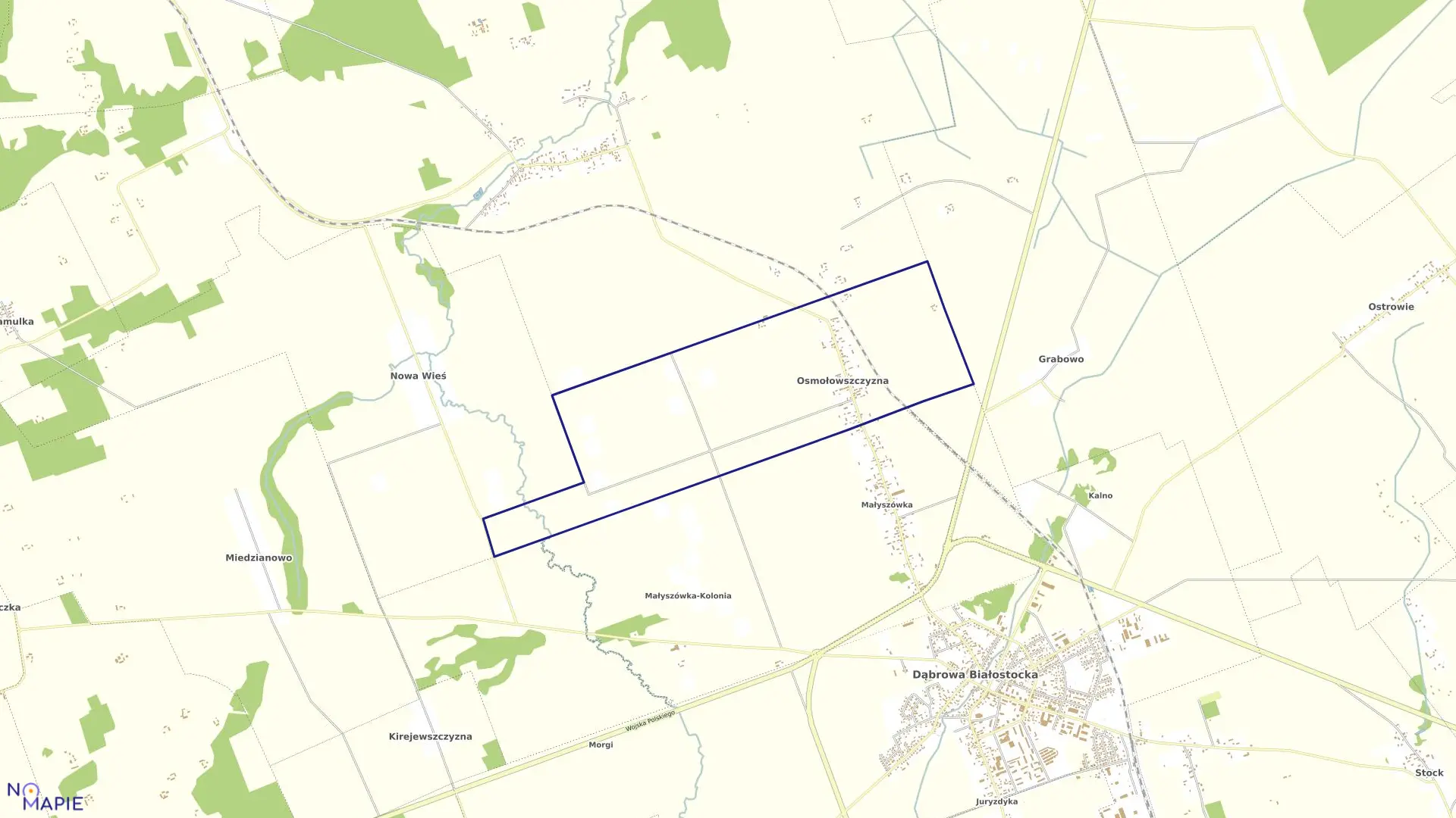 Mapa obrębu OSMOŁOWSZCZYZNA w gminie Dąbrowa Białostocka