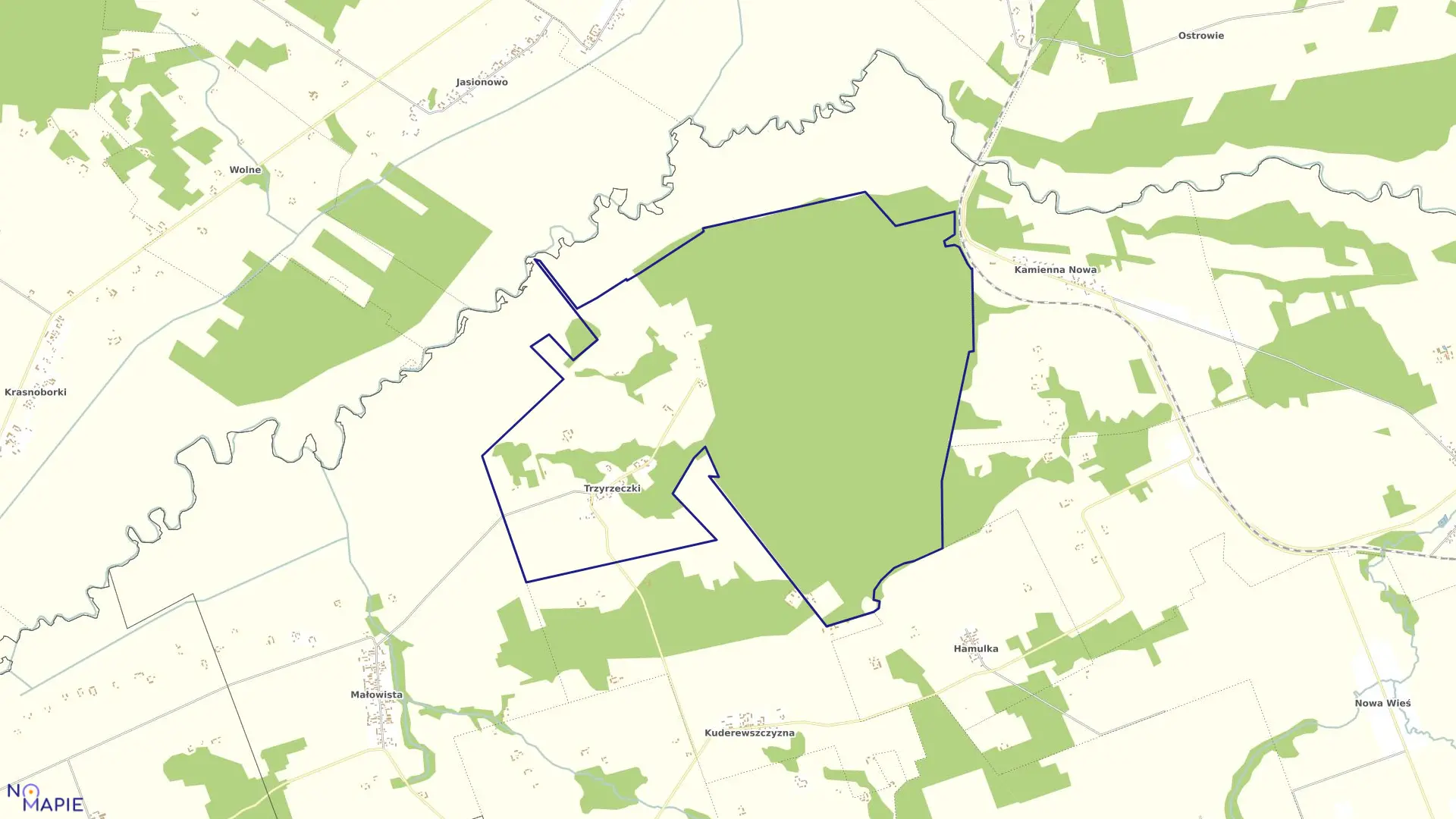Mapa obrębu TRZYRZECZKI w gminie Dąbrowa Białostocka
